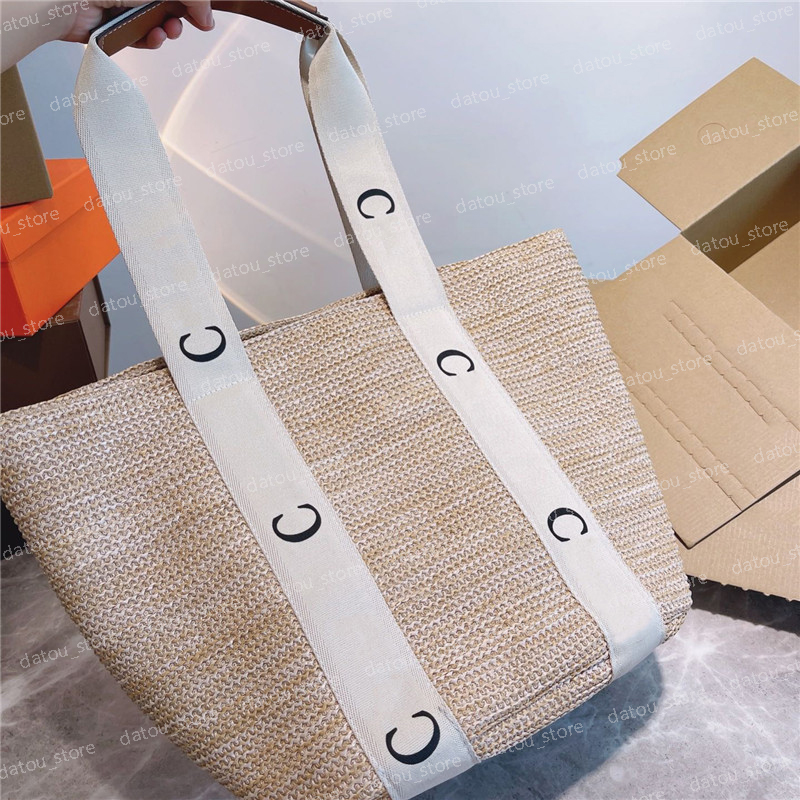 

Woody Straw Totes Women Bucket Bag Fashion Luxurys Designers Basket Handbags Summer Beach Large Tote Bags Shoulder Bag, Box