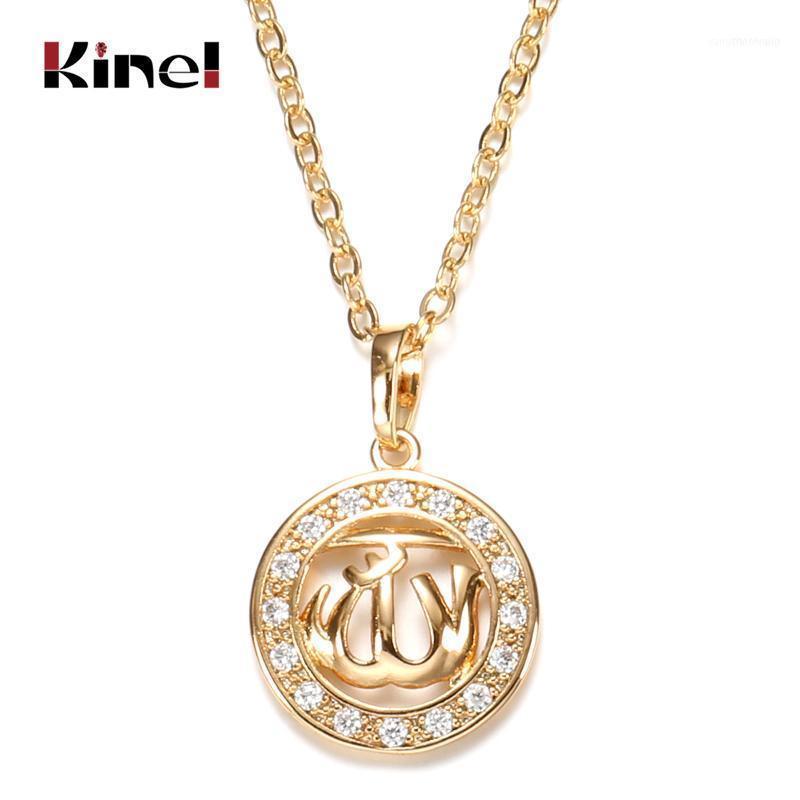 

Kinel Luxury Hollow Ethnic Necklaces 585 Rose Gold Natural Zircon Wedding Pendants Necklace Women Vintage Jewelry1