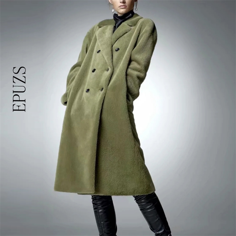 

Winter army Faux Fur Coats women winter coat lambwool jacket casual thick teddy female long 210521, Green