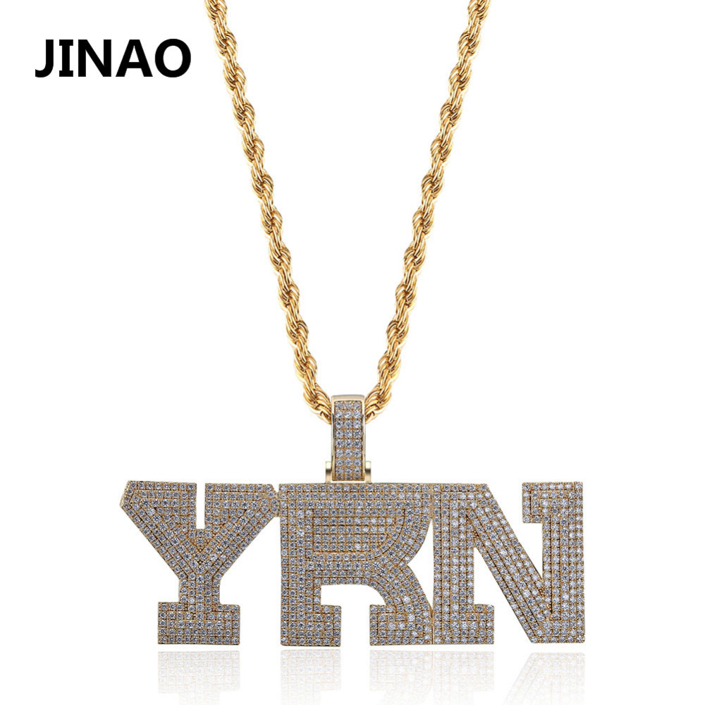 

Fashion Name Cubic Zircon Iced Out Chain Necklace YRN Design Letter Pendant Hip Hop Jewelry Chain Statement Necklaces Bling Gift X0509