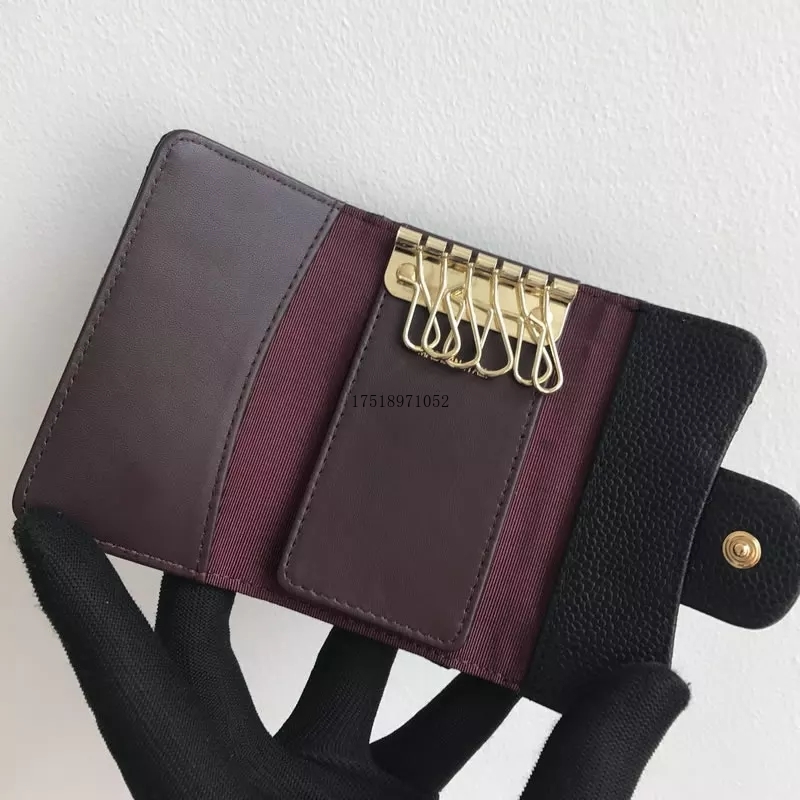 

Luxury High Quality Design Genuine Leather Women Key Holder Organizer Pouch Wallet Housekeeper Key Case Mini Card Bag, Cowhide gold