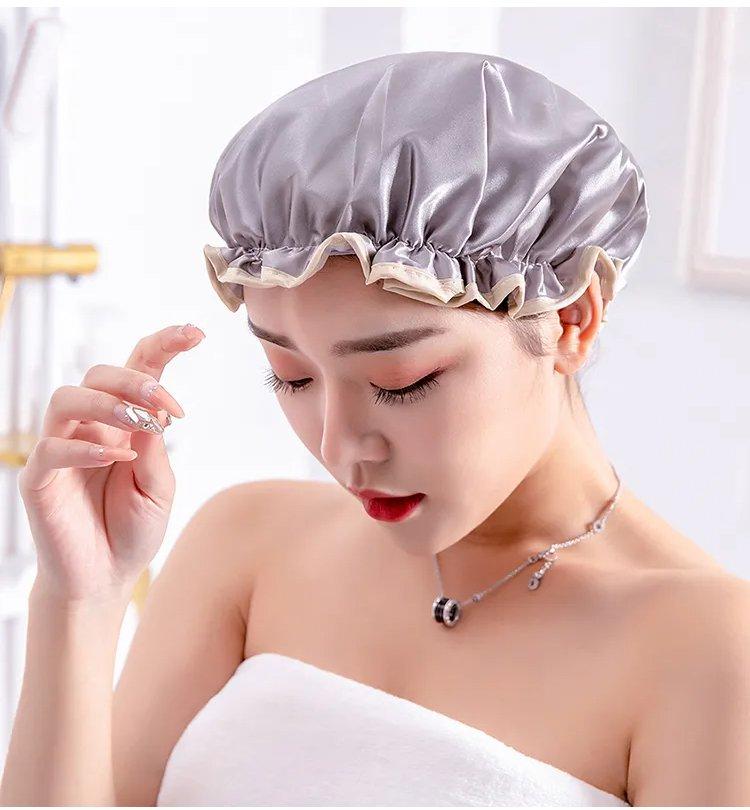 

Shower Caps Cap Waterproof Adult Bath Thick Double Layer Bathing Oil-proof Hair Cover Hat Bathroom Accessories