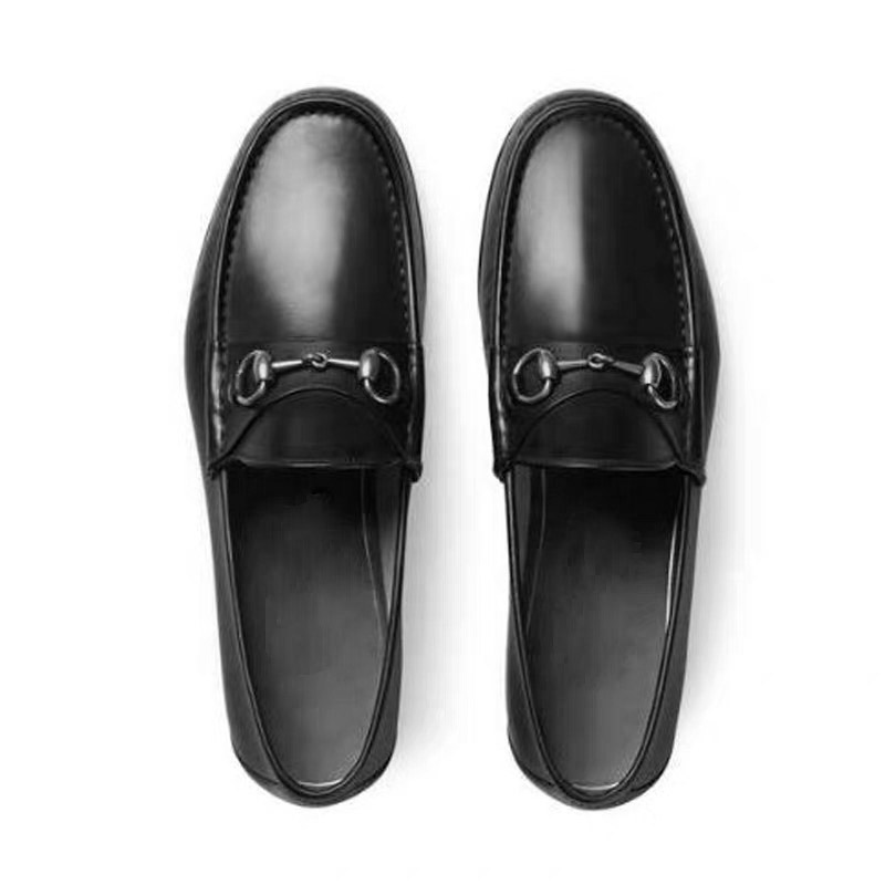 

Designer Mules Princetown Flat soled casual Authentic cowhide Metal buckle mocassin shoes leather Men women Trample luxury Lazy shoes bee Button decoration Dress, Black