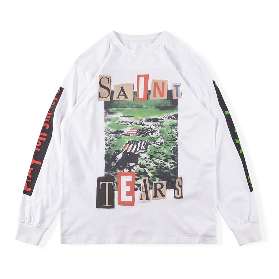 

T shirt Tee Apparel 2022 Men Women Vintage Saint Printed White T-shirts Tops Long Sleeve Tees