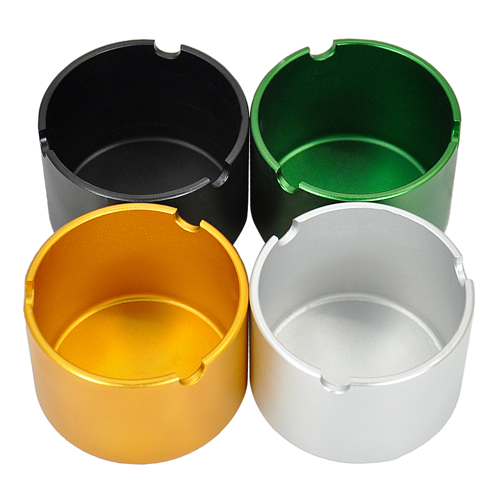 

Round Original Aluminum Cigarette Ashtray With 3 Holder Outdoors Modern Metal Cigar Ash Tray Container Tin