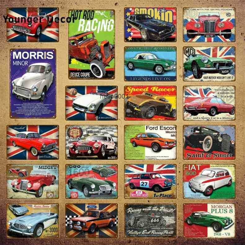 

American Style Classic Sports Racing Car Trucks Metal Signs Vintage Wall Plaque Bar Pub Garage Room Decor Painting Poster YI-1371