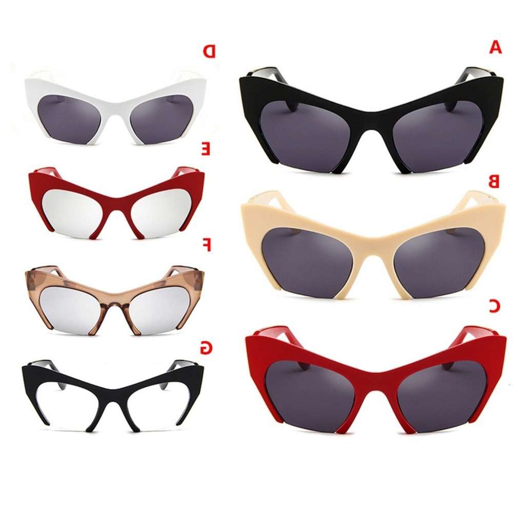 

sunglasses Fashionable sun frames Eyewear Vintage Semi-Rimless Cat Eye Brand Sunglasses Men Women Mirror Goggle Sun Glasses Fashion High Qua, Black