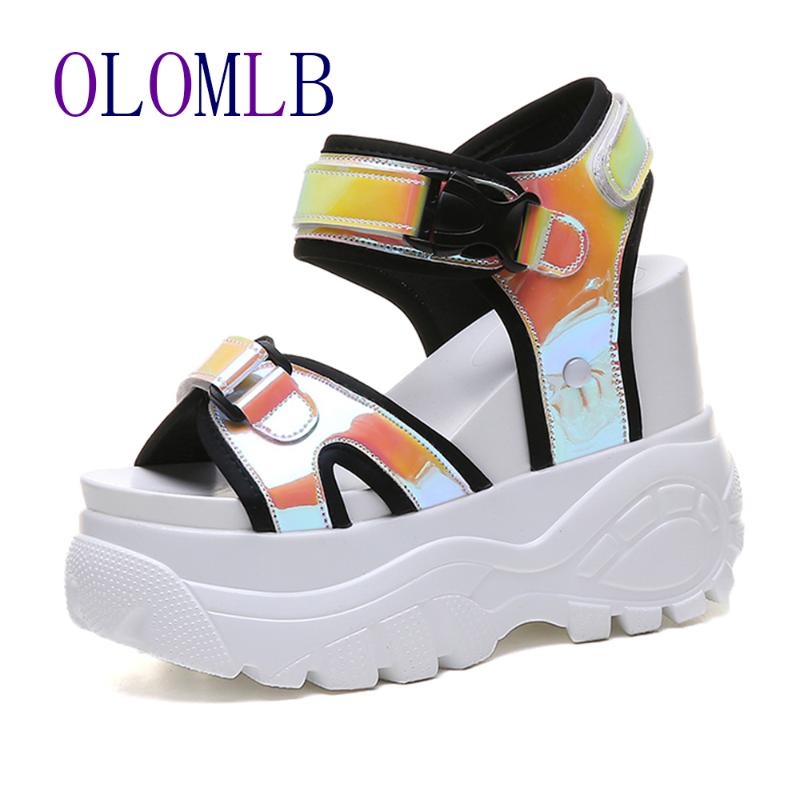 

Sandals High Heeled Female Summer 2021 Women Thick Bottom Shoes Wedge With Open Toe Platform Increased A268, Black