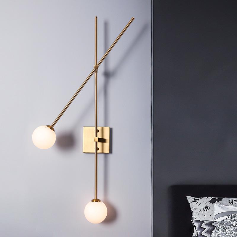 

Wall Lamp Nordic Post Modern Swing Arm Glass Copper Global Big Sconce For Foyer Bedroom Ball
