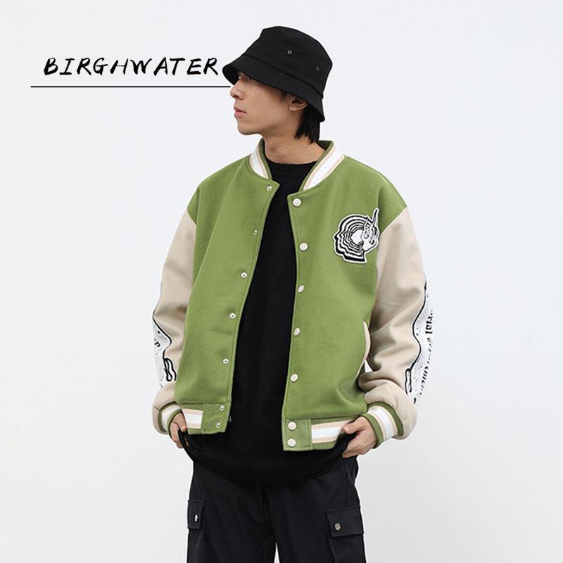 

Men's Jackets Original Flocking Embroidery Baseball Jacket Men And Women Color Match Oversize Windbreaker Bomber Loose Hip Hop Coat, Black;brown