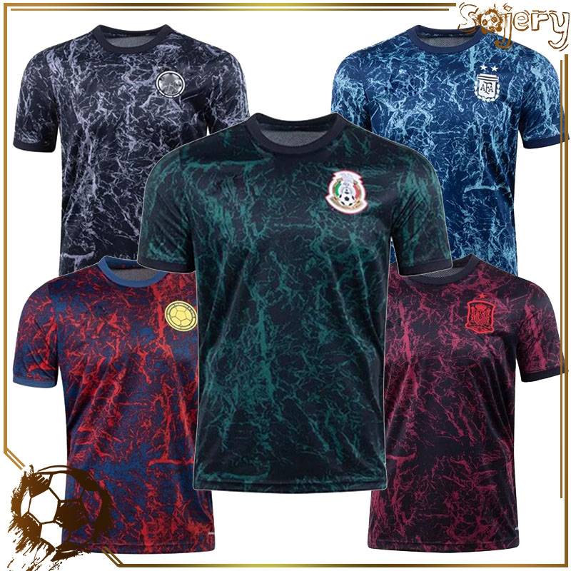 

MEXICO 2021 PRE MATCH TRAINING Soccer JERSEY ARGENTINA Spain Germany Men Wear COLOMBIA Football Shirts, Black;yellow