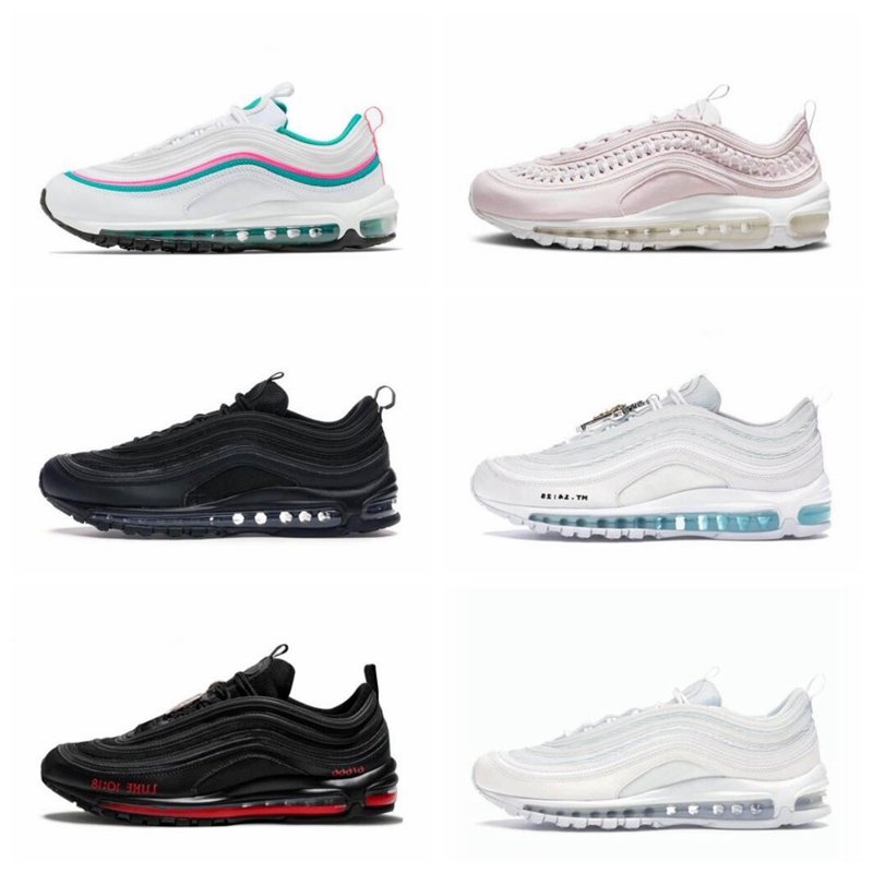 

97 mens basketball running shoes triple black white silver throwback future bred men women sports sneakers