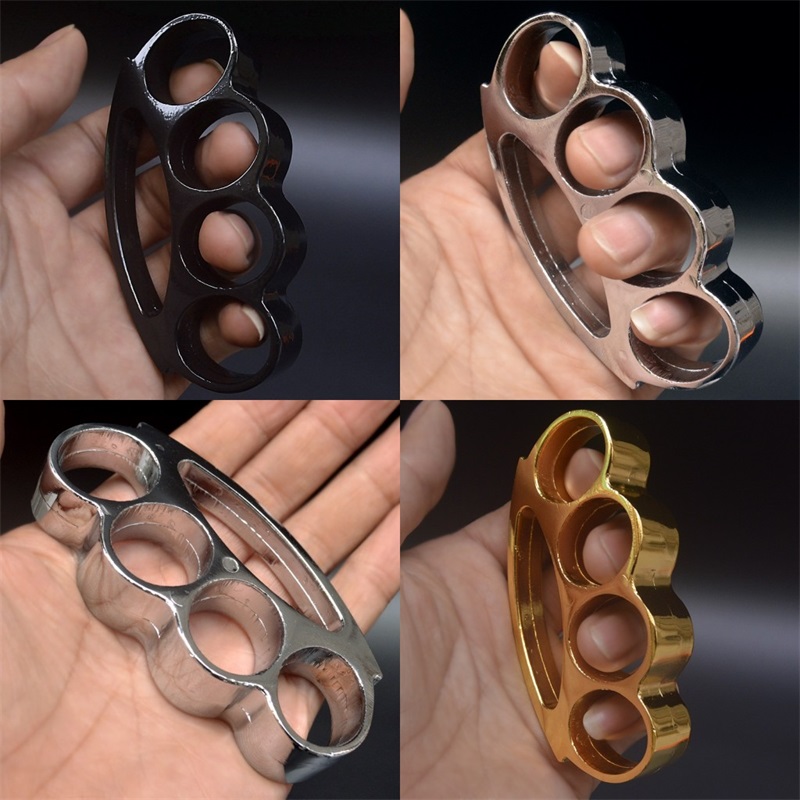 

Alloy Round Head Knuckle Protective Gear Thickening Ring Self Defense Knuckles Dusters Four Fingers Martial Art Gold Sliver Women And855