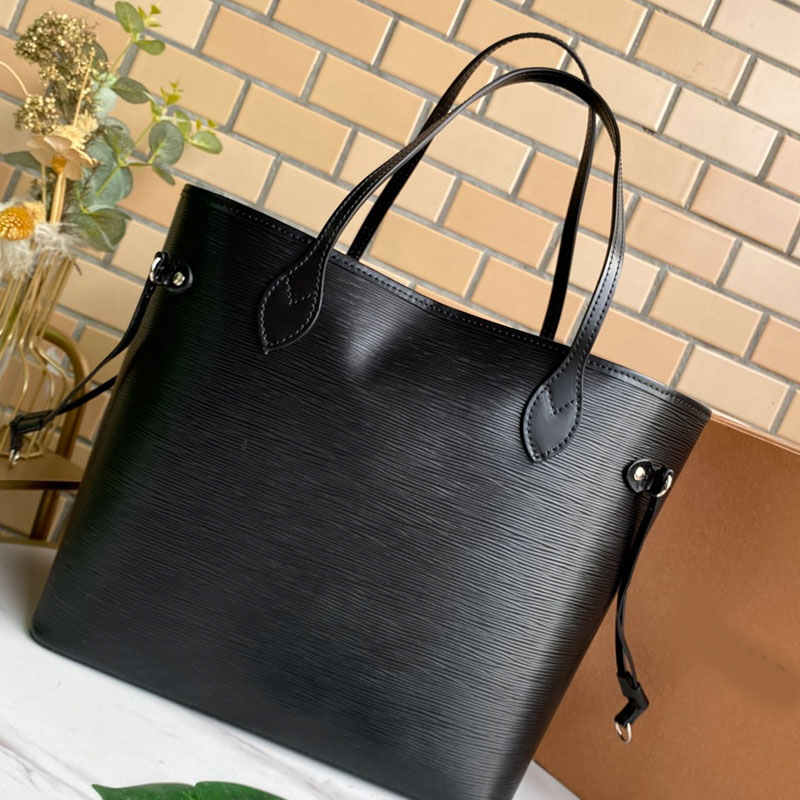 

Women Handbags Wallet Tote Bag Wave Pattern Genuine Leather Shoulder Bags Fashion Letter Large Capacity Handbag Purse Lady Shopper Totes High Quality, Red