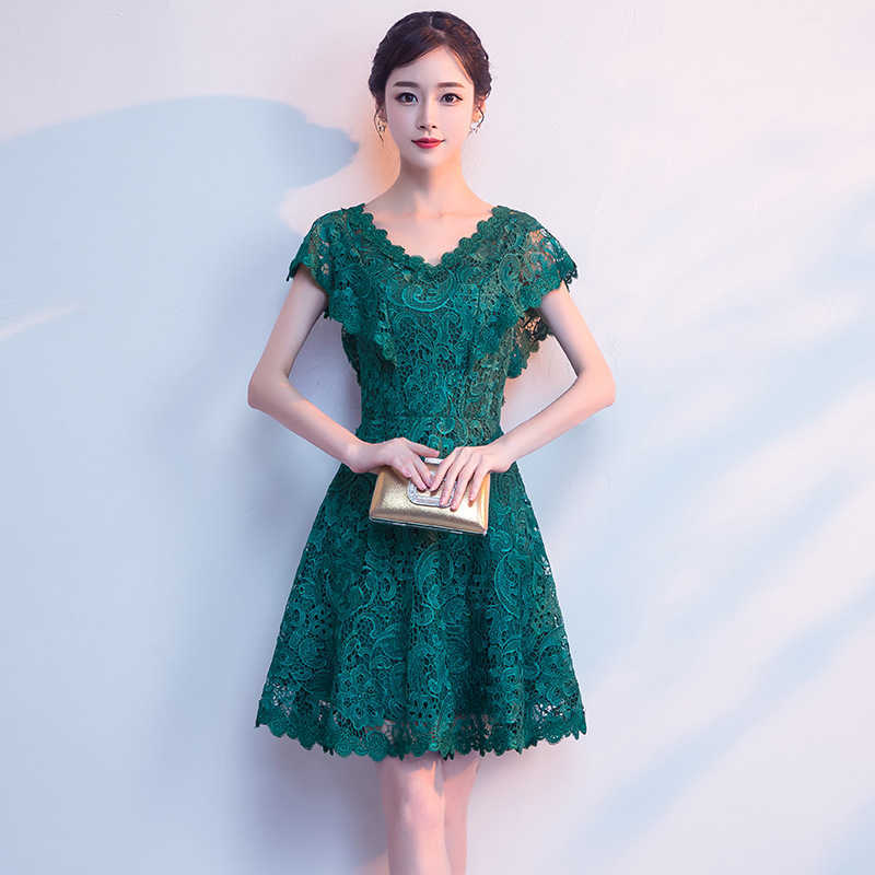 

femininity ladies dress to wear Lace Polyester Office Lady Sheath Sleeveless 210603, Dark green
