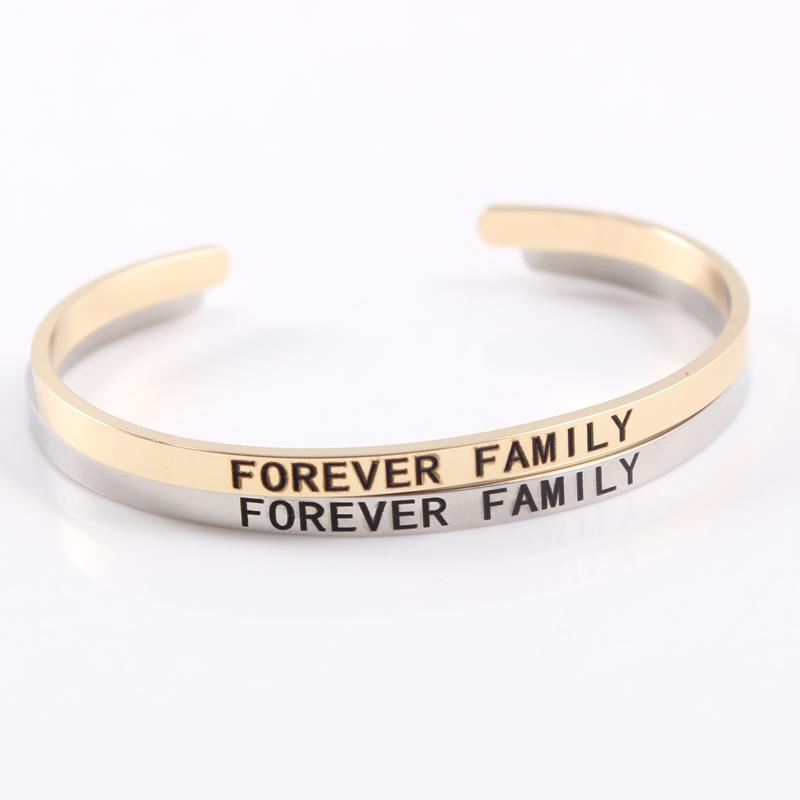 

Bangle FOREVER FAMILY Fashion Sterling Silver Woman Open Love Polishing Lucky Charm Vintage Party Jewelry Gifts