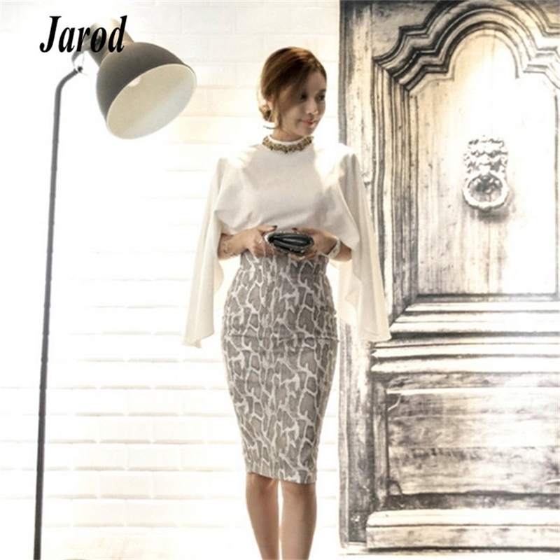 

Womens 2 Piece Sets White Cloak Shirt Leopard Print Skirt Spring Fashion Office OL Lady Matching Outfits 210519, 2 piece set