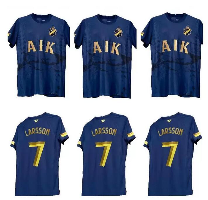 

22 23 AIK Royal Edition Fotboll Soccer Jerseys 2022 2023 Papagiannopoulos Rogic Larsson tihi 131th anniversary maillots football shirts uniforms, Black;yellow