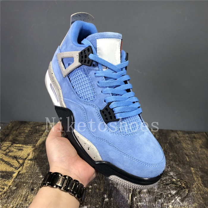 

University Blue nubuck Basketball shoes Mens and Women 4 SE Outdoor Sports Sneakers 4S Shoe White Oreo, 02