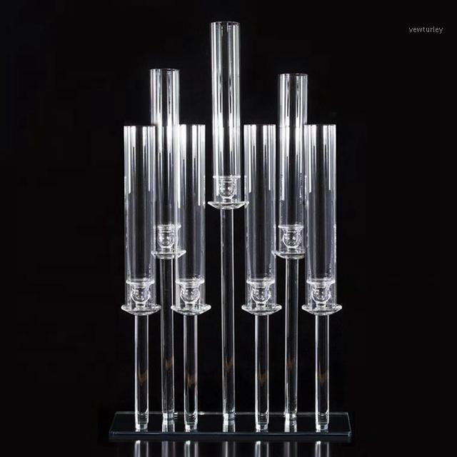 

Party Decoration Wholesale Clear Acrylic Wedding Table Centerpiece Candle Holder 7 Arm Tall Crystal Candelabra Yudao64