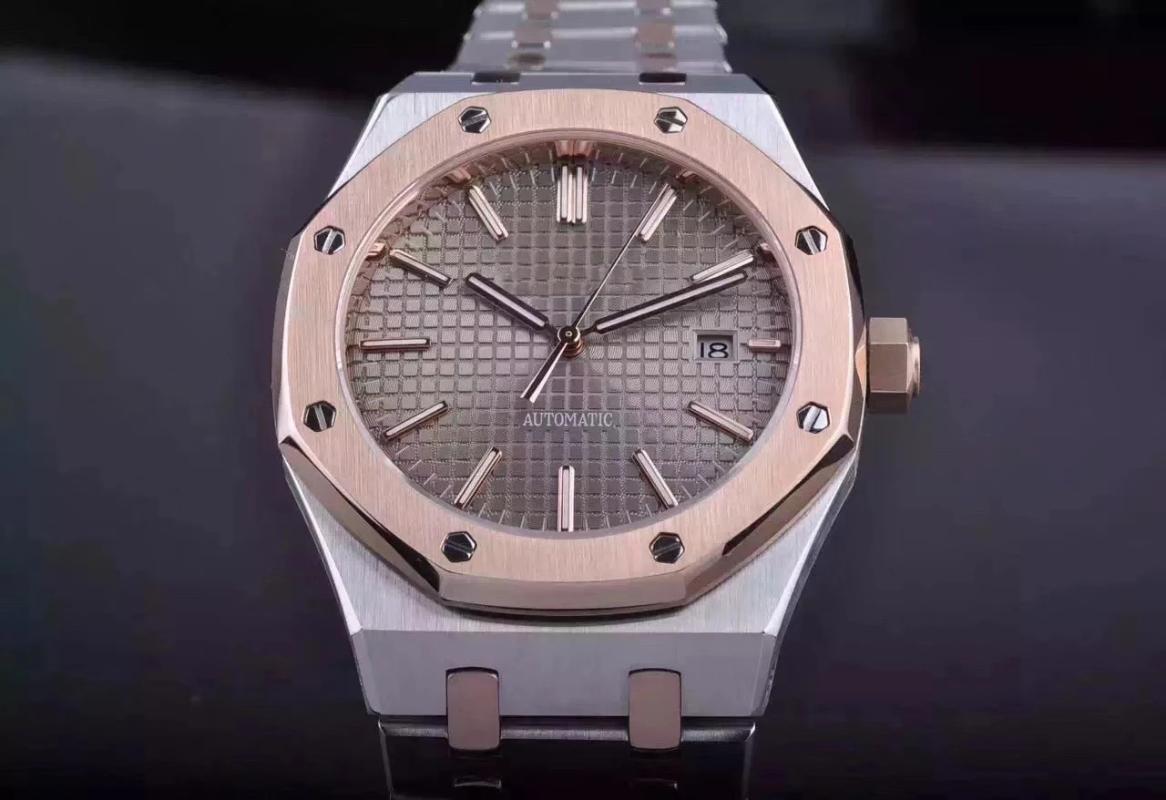 Wristwatches Classic Men Watch Stainless Steel Automatic Mechanical Silver Rose Gold Blue Black Royal Sapphire Back See Through Oaks-image-710826307
