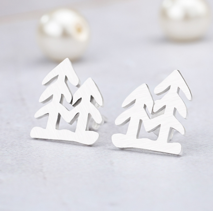 

Stud Tree Design Earring Studs Elegant Fashion Women Jewelry Girl Gifts Nice Plant DJCAIED-S, Golden;silver