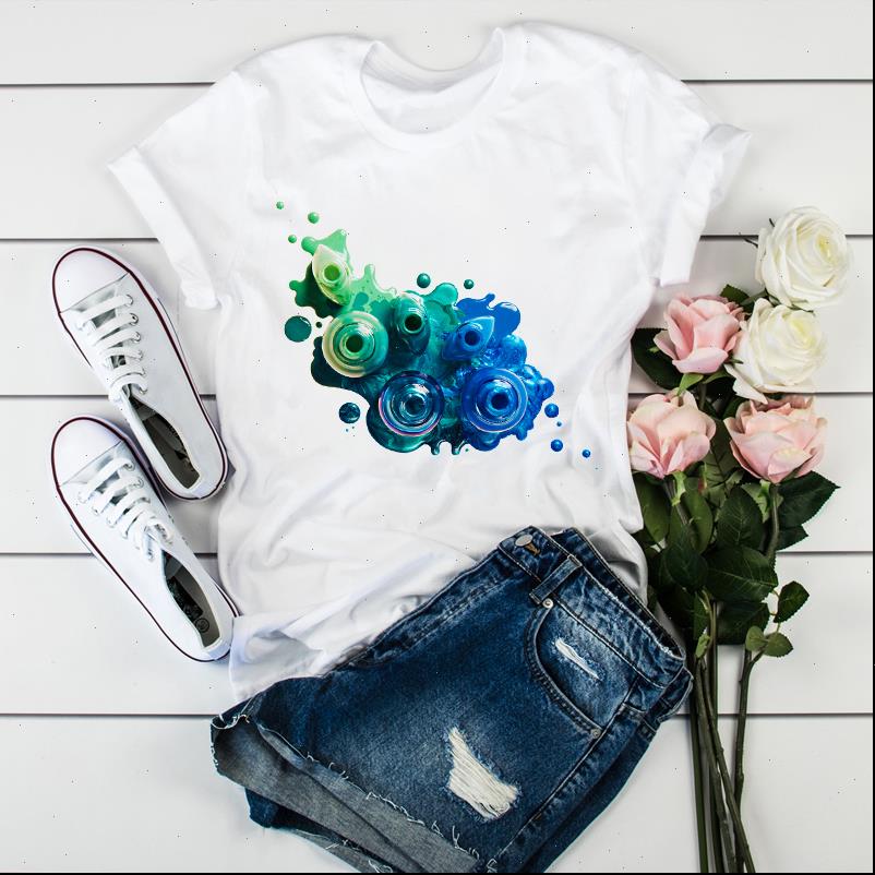 

women t shirt 3d print watercolor fashion vogue cute clothes graphic female tee womens ladies clothing, White