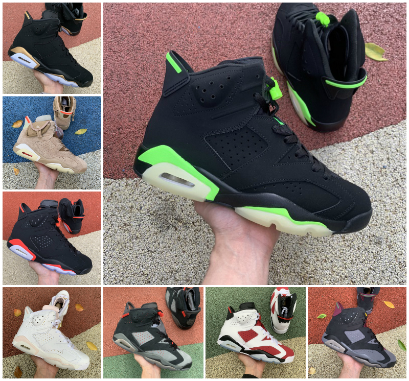 

JUMPMAN 6 Electric Green Basketball Shoes 6s Mens Gold Hoops Flint Washed Denim Carmine Dmp Black Infrared British Khaki Tinker Golden Harvest Men Trainer Sneakers, Bubble package bag