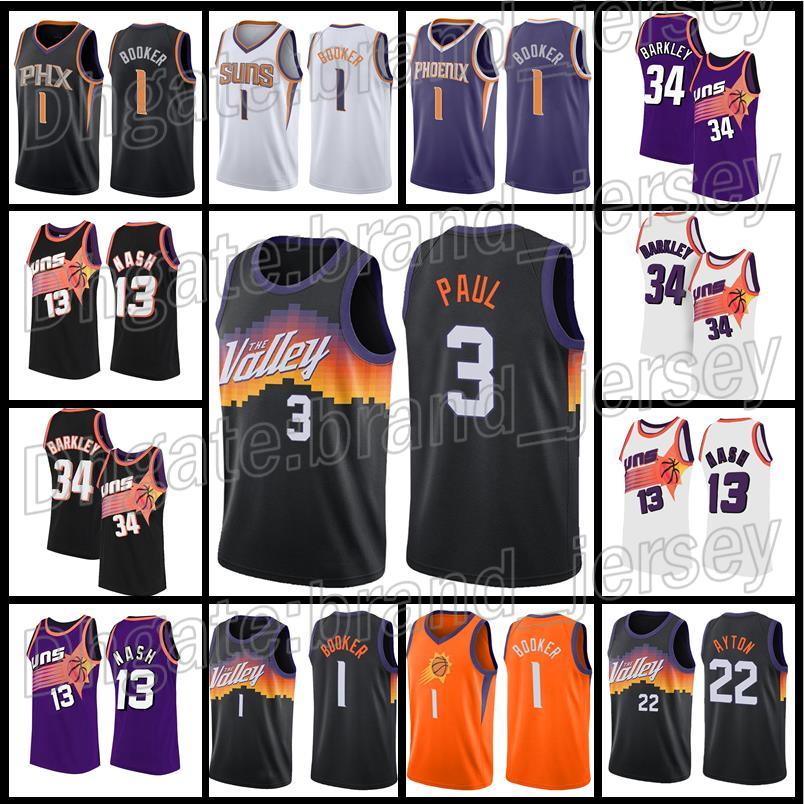 

Phoenix Suns NBA Basketball Jerseys 3 Chris Paul 1 Denver Booker 13 Steve Nash 34 Charles Barkley 22 DeAndre Ayton Mens Retro 24 Kobe Bryant, Jersey