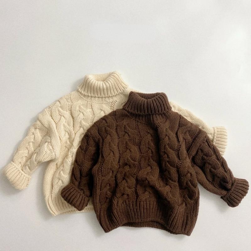 

Pullover Winter Thick Sweater Turtleneck Children Baby Clothes Kids Sweaters, Beige