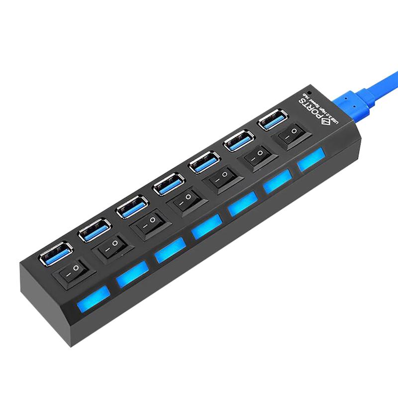 

Hubs Multiple Expander Hub 4/7 USB 3.0 Ports Splitter With Detachable Cable Power Adapter Blue LED For PC Mobilephones