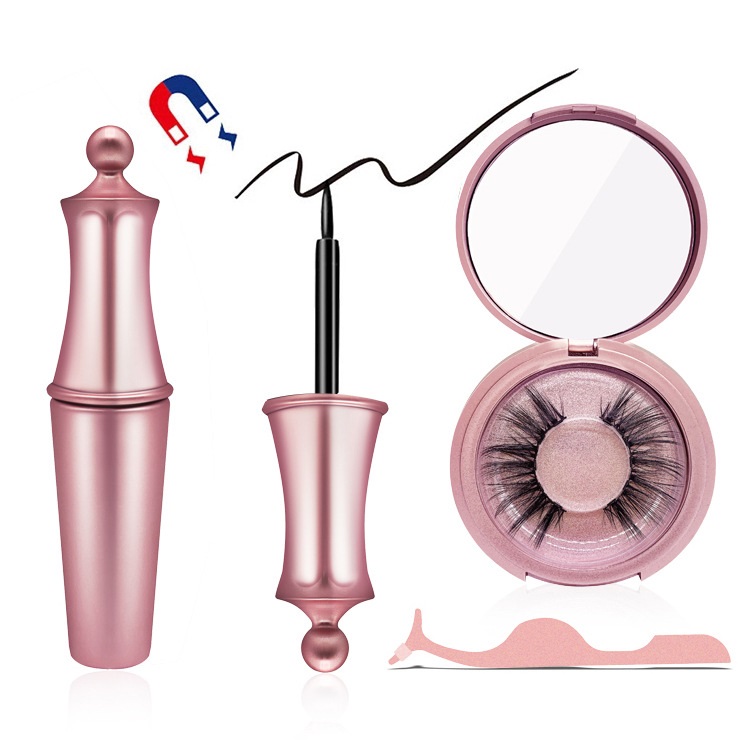 Natural Magnetic Eyelashes 2 Pairs Set No Glue Needed Soft Light Hand Made Reusable 3D Five Magnets Fake Lashes Easy To Wear + Tweezer 10 Models-image-756091282