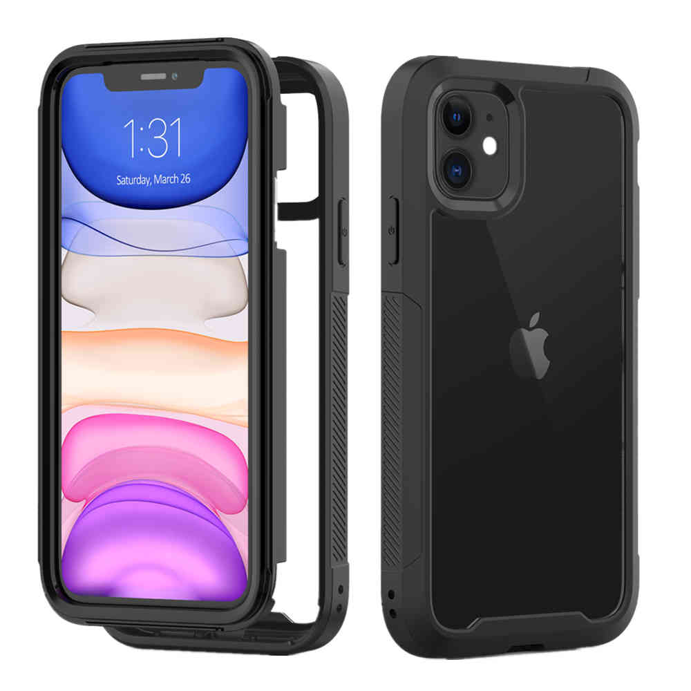 

Transparent Anti-Scratch Protective Case For iPhone 11 Pro Max 6 6s 7 8 Plus X XS Max XR Hard PC+ TPU Bumper Dual Layer Cover, Black