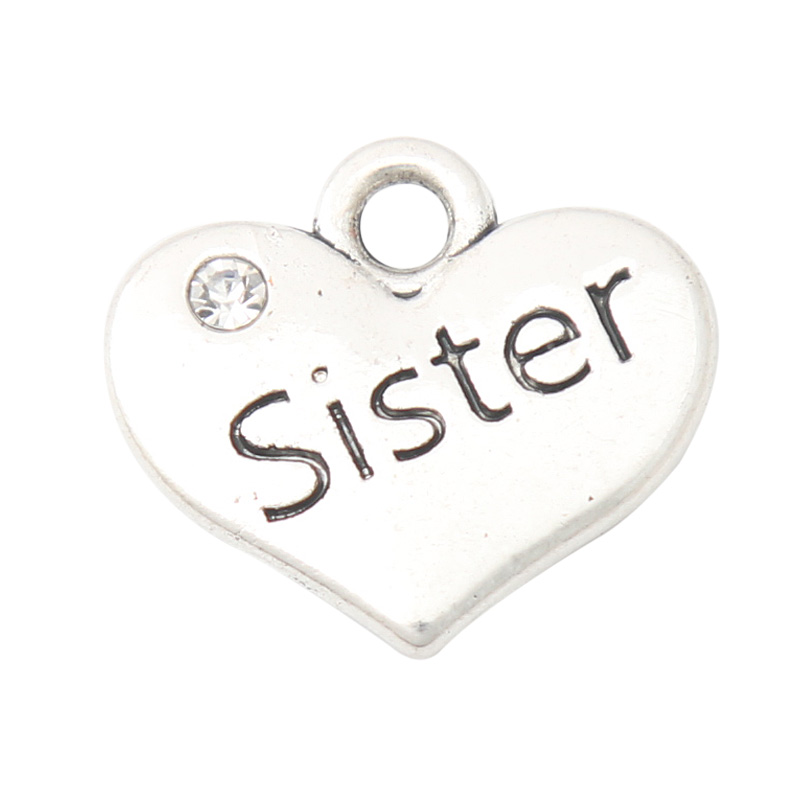 

RAINXTAR Fashion Heart Alloy Sister Family Message Charms 50pcs