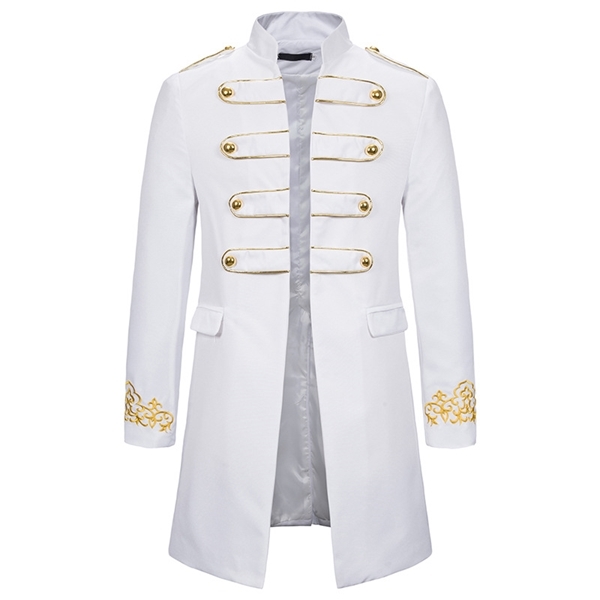 

White Stand Collar Embroidery Blazer Men Military Dress Tuxedo Blazer Men Suit Jacket Nightclub Stage Cosplay Blazer Masculino X0615, Royal blue