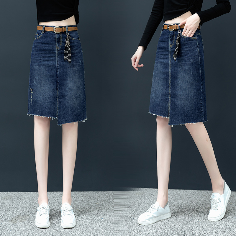 

Mini A-Line jean skirt queen size 3xl Summer Solid Casual High Waist for women above knee straight under Denim overalls skirts shorts mermaid steak vs flank, Blue
