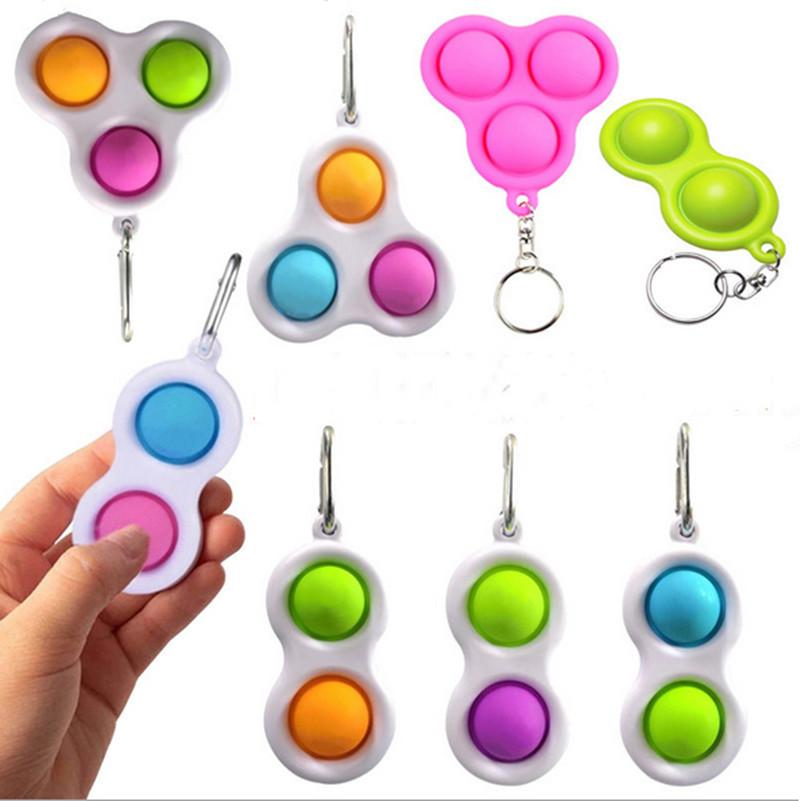 

2021 DHL Sensory Toys Adult Kids Fidget Collectable Simple Dimple Key Ring 2 Balls Keychain Stress Relief Vent Toy Bag Pendants Finger fy4491