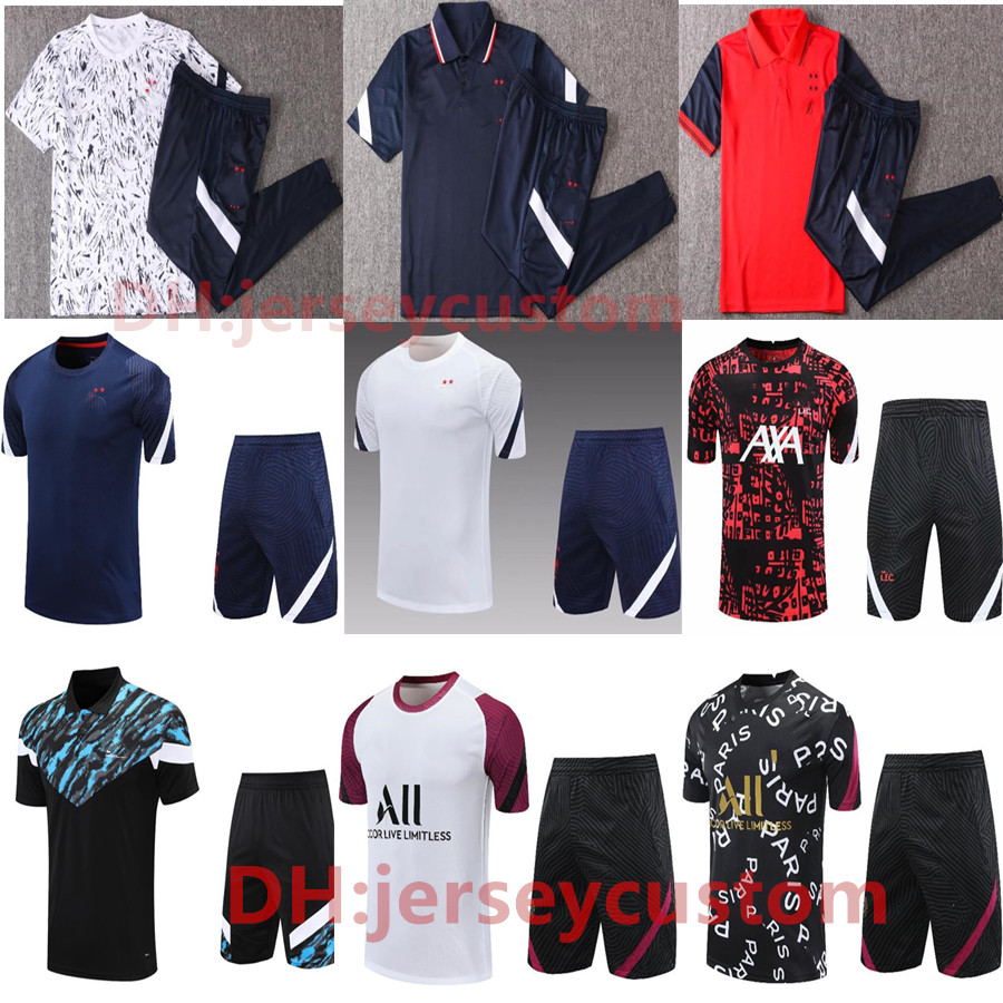 

2021 MBAPPE GRIEZMANN 3/4 pants football Short sleeve tracksuit del Chandal 20 21 FRANCE maillot de foot POGBA GIROUD KANTE Shorts training suit, Black