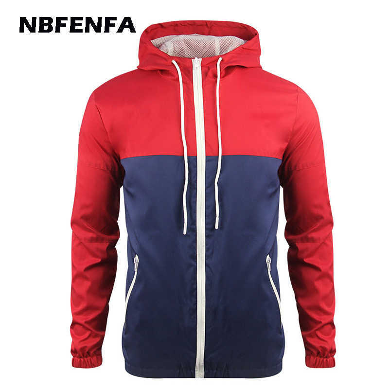 

Men Jackets Waterproof Hooded Coat Casual Male Outdoor Outwears Windbreaker Windproof Spring Autumn Jacket Patchwork Coat LA395 X0621, Red blue
