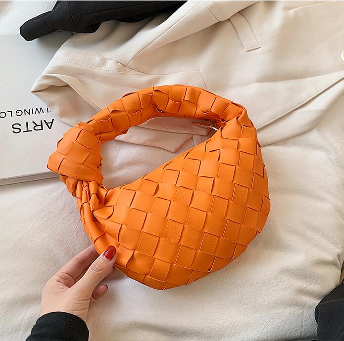 

Factory wholesale women bag summer candy colors fashion shoulder bags simple versatile solid color leather handbags street personality woven shell handbag