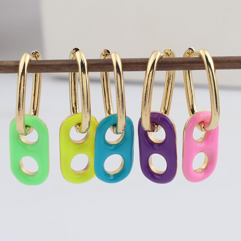 

Hoop & Huggie Colorful Enamel Rainbow Earrings French Elegant Dangle For Women Hoops Jewelry 2021