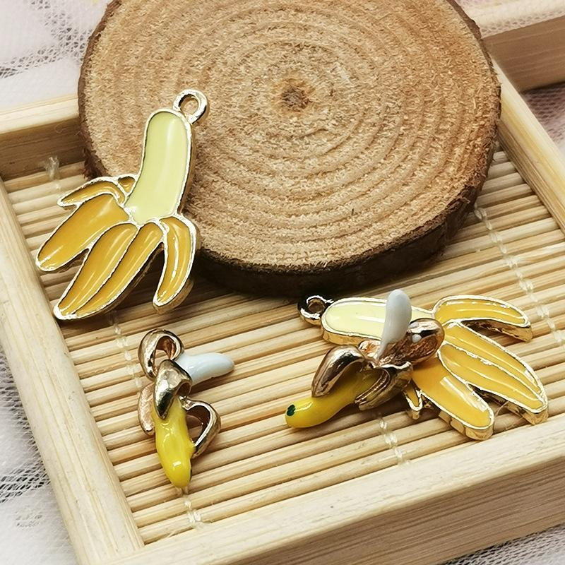 

Charms 5psc Banana DIY Oil Drop Accessories Yellow Stereo Fruit Hardware Earrings Pendant Fashion Creative Gift, Bronze;silver