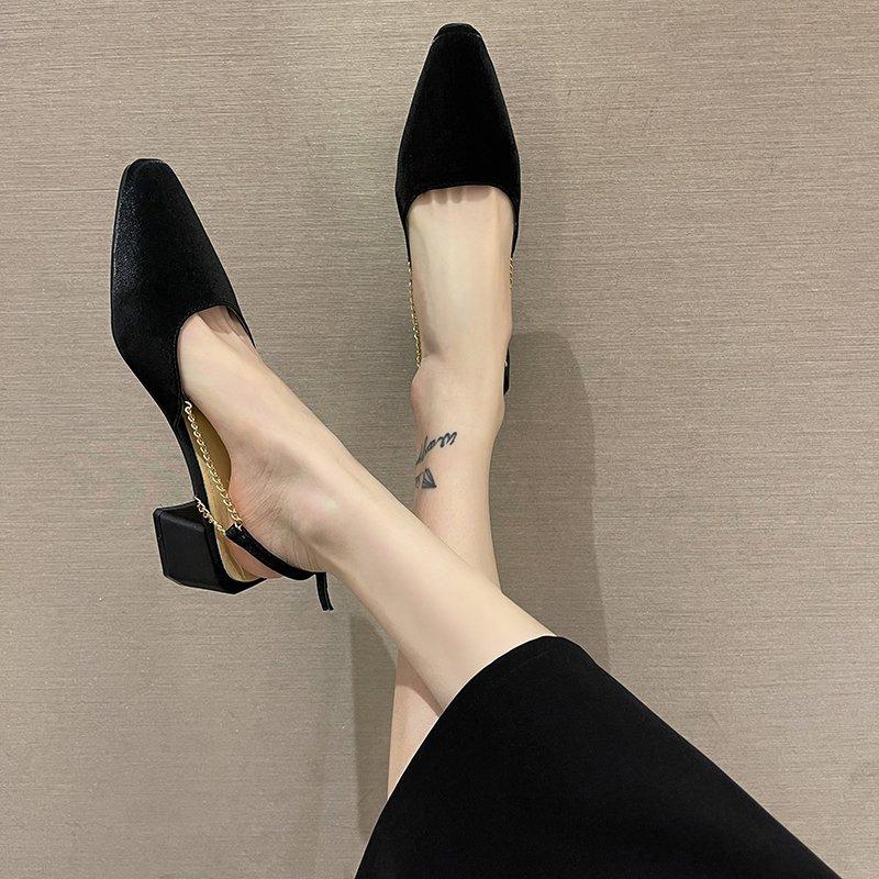 

Dress Shoes 2021 Summer Stiletto Fairy Middle High Heels French Women's, Beige