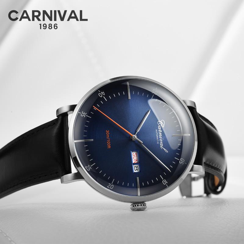 

Wristwatches 2021 Ultra-Thin Simple Classic Men Mechanical Watches Business Waterproof Watch Genuine Leather Automatic, Slivery;brown
