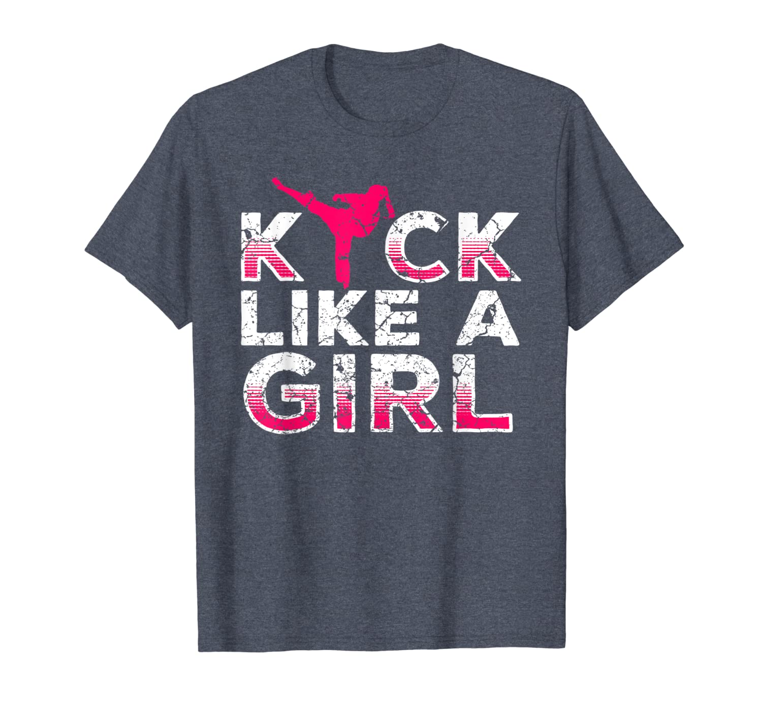 

i kick like a girl-karate kickboxing girl t-shirt gift, White;black