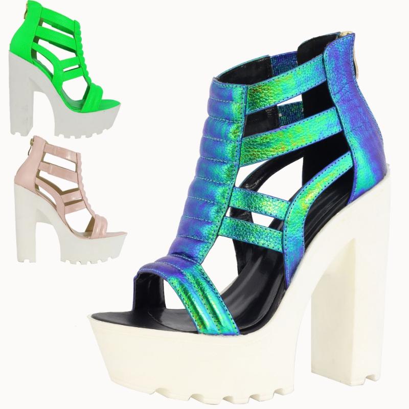 

Open Toe Summer Shoes Fashion Thick Heeled Sandals Women's Chunky High Heels Platform Pumps, As pic