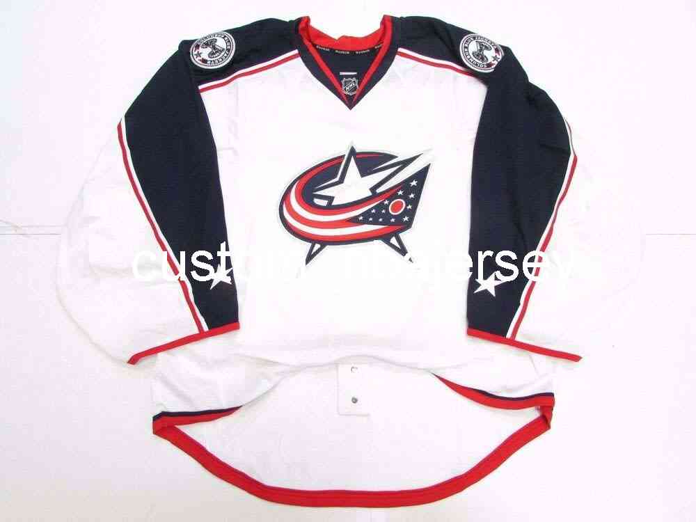 

Embroidery COLUMBUS BLUE JACKETS NEW AWAY JERSEY  Men's Stitched Any Name Number, White