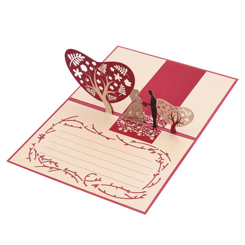 

Greeting Cards UNOMOR Creative Wedding 3D Gift With Bride And Bridegroom Design