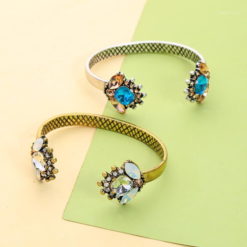 

Bohemia Ethnic Vintage Gold & Silver Color Bangle For Women Textured Open Clothing Accessories In Box