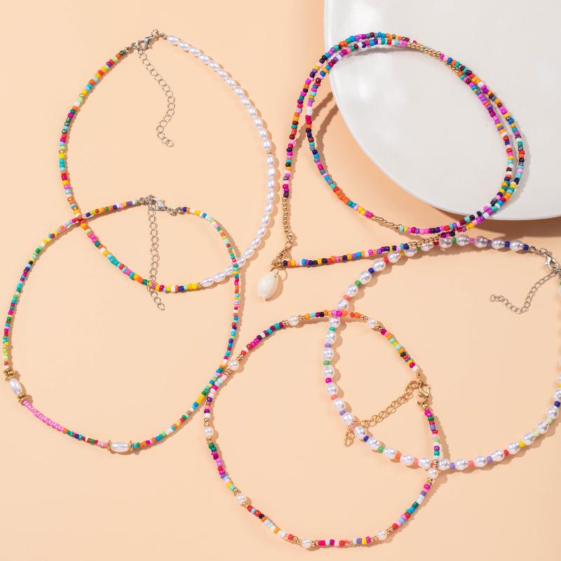 

Chokers ZOVOLI Y2K Style Flower Beaded Necklace For Women Bohemian Colorful Short Pearl Choker Female Jewelry